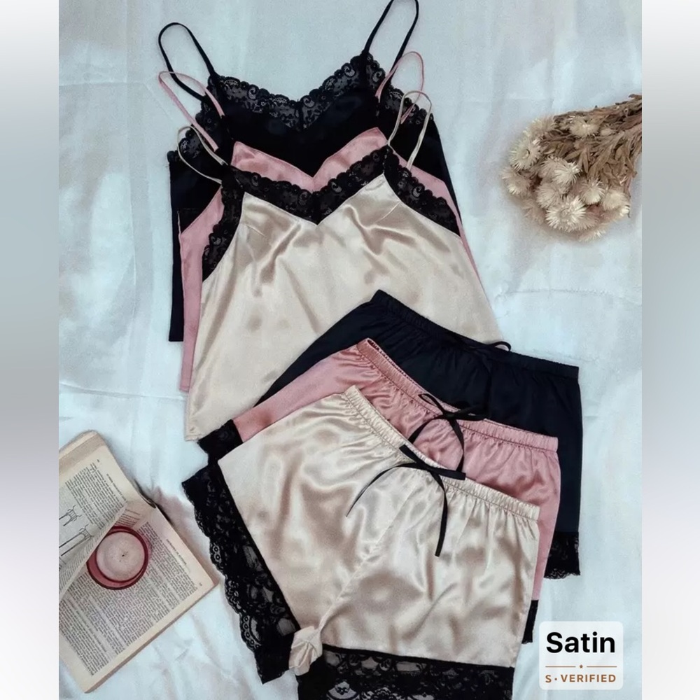 Silk and Lace Camisole and Shorts Set